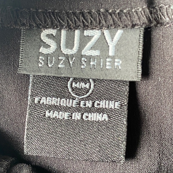 Suzy Shier Women's Black Pull On Midi Skirt Lace Accents Size Medium‎ - Picture 2 of 12